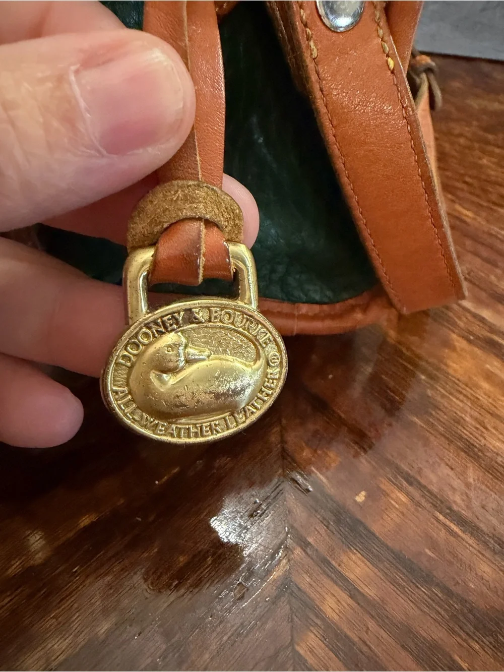 Vintage Dooney & Bourke Green All Weather Leather Essex Crossbody Purse